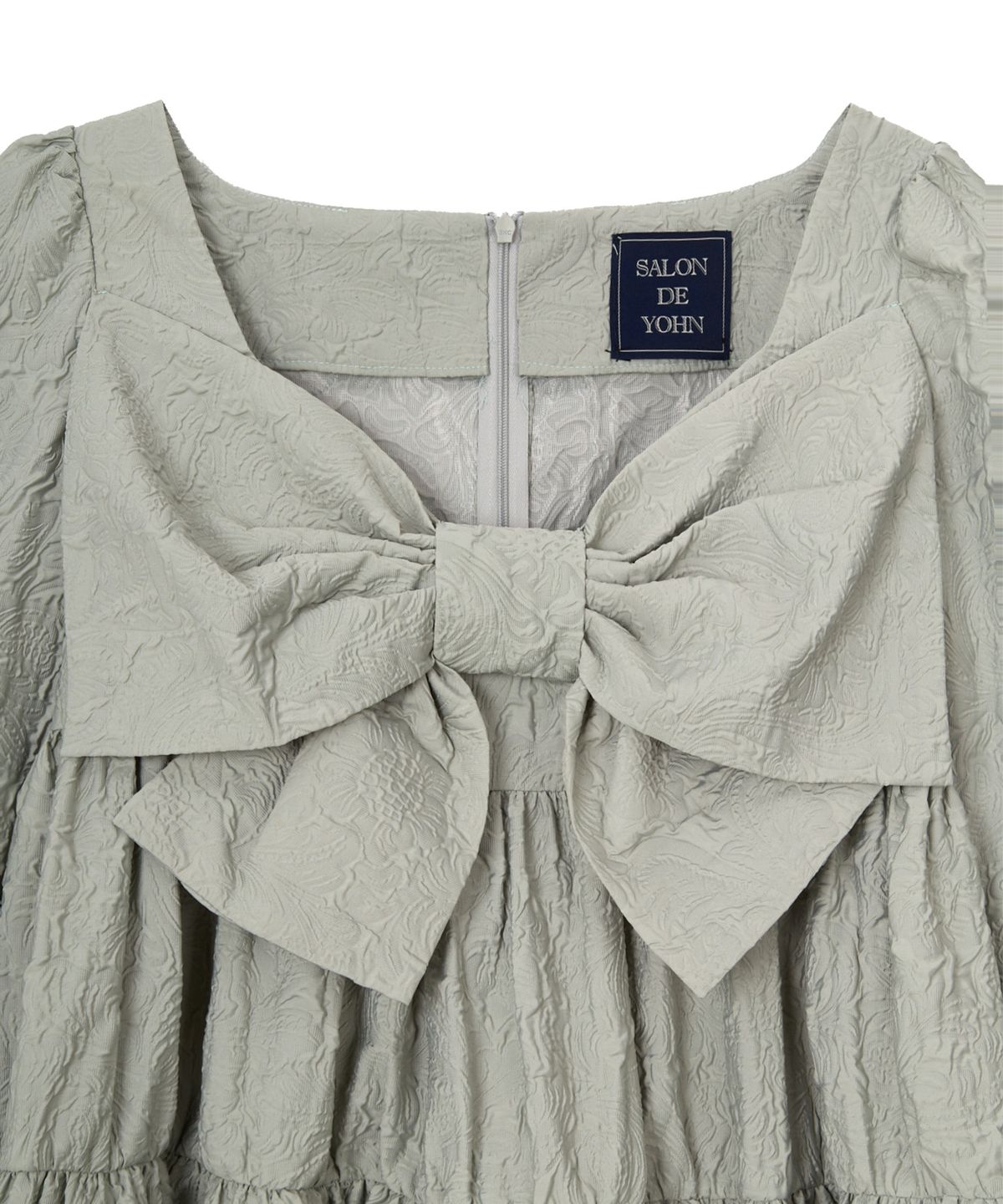 살롱 드 욘(SALON DE YOHN) Ribbon Point Mini Dress_ Green
