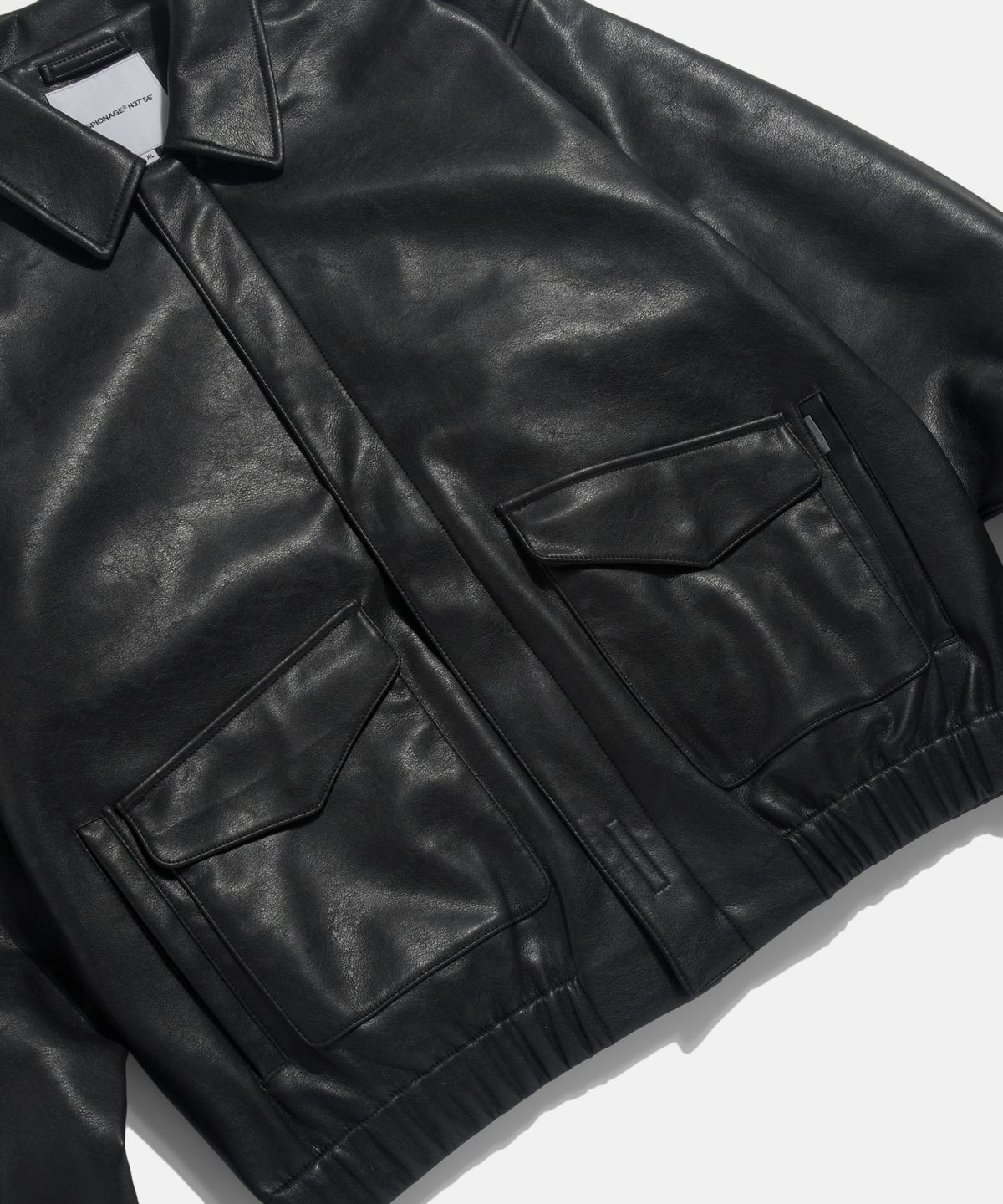 에스피오나지(ESPIONAGE) Flight Bomber Jacket (Faux Leather) Black