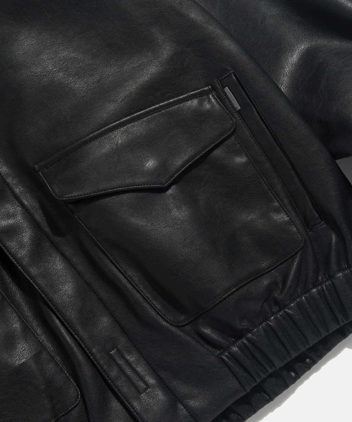 에스피오나지(ESPIONAGE) Flight Bomber Jacket (Faux Leather) Black