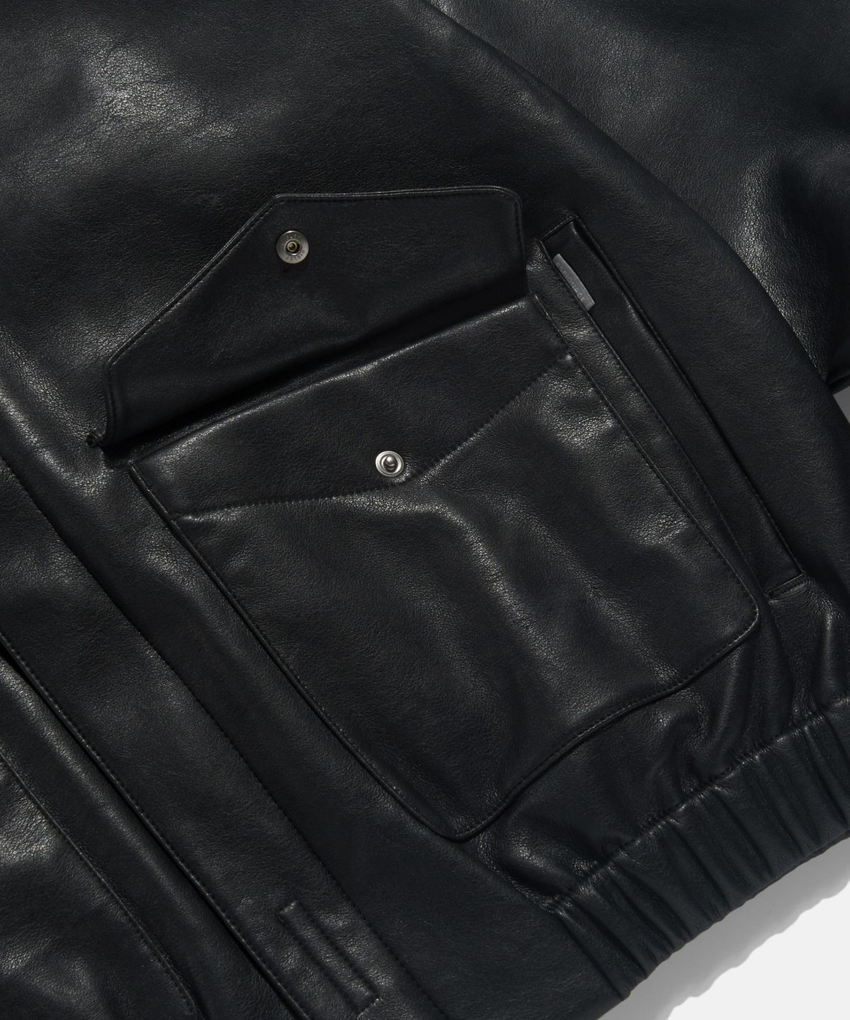 에스피오나지(ESPIONAGE) Flight Bomber Jacket (Faux Leather) Black