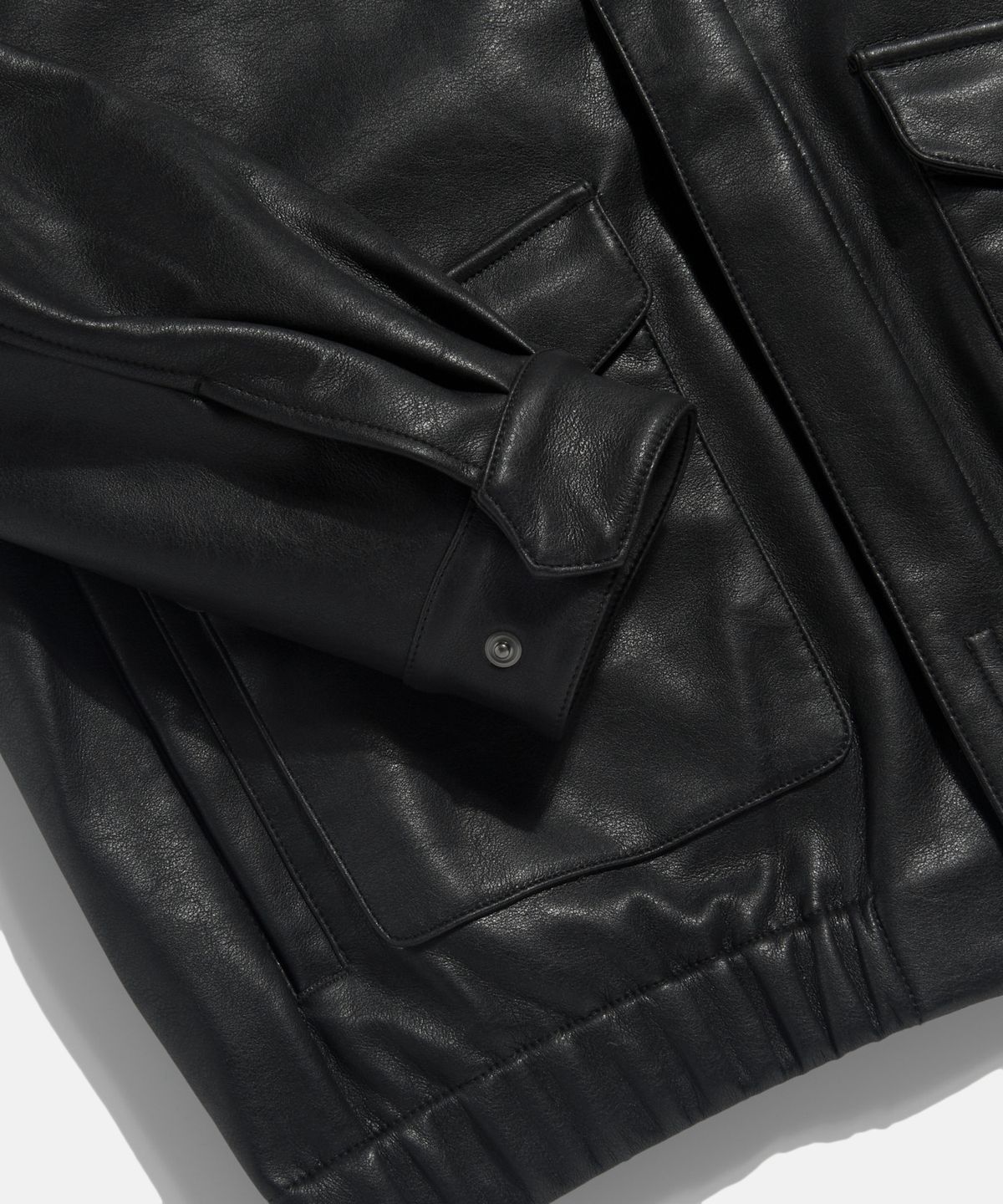 에스피오나지(ESPIONAGE) Flight Bomber Jacket (Faux Leather) Black