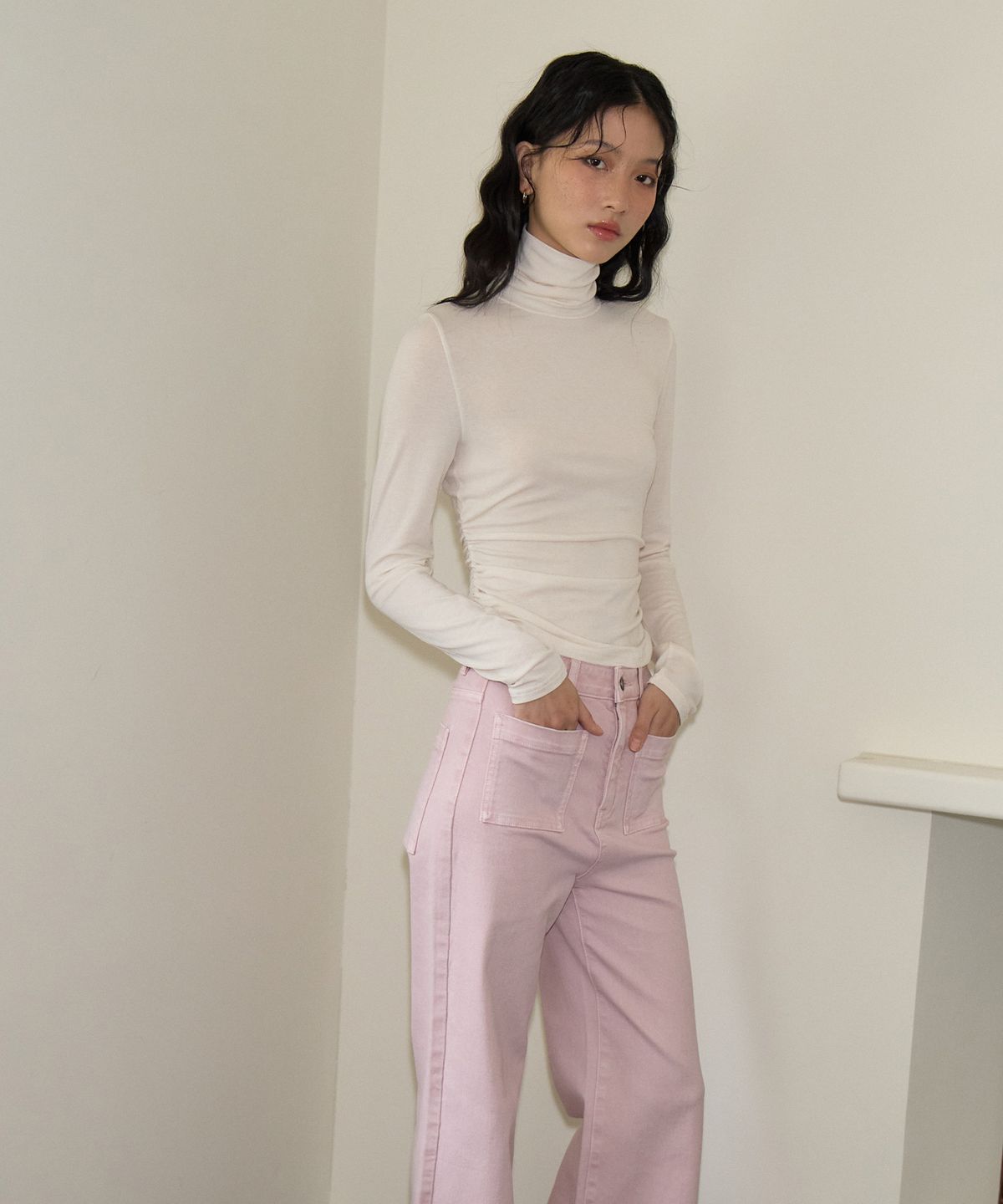 살롱 드 욘(SALON DE YOHN) Wide Denim Pants_ Pink