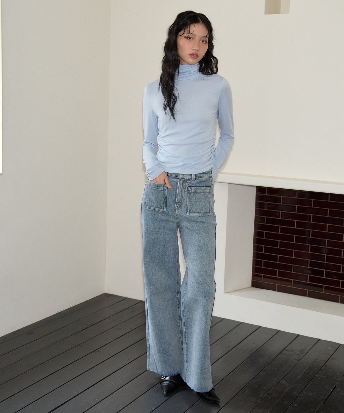 살롱 드 욘(SALON DE YOHN) Wide Denim Pants_ Light Blue