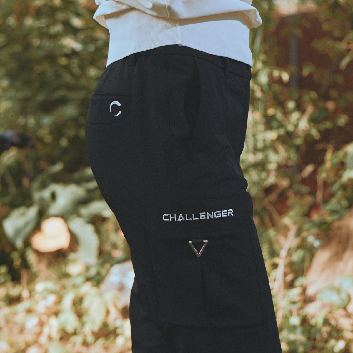 챌린저(CHALLENGER) 여성 나일론스트레치 약기모 슬림핏 팬츠 블랙