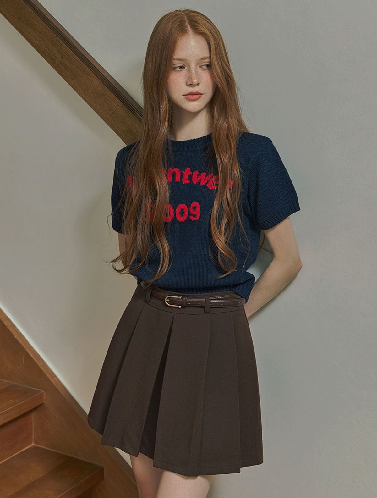 트위(TWEE) 글로니 플리츠 미니 스커트(벨트set)
