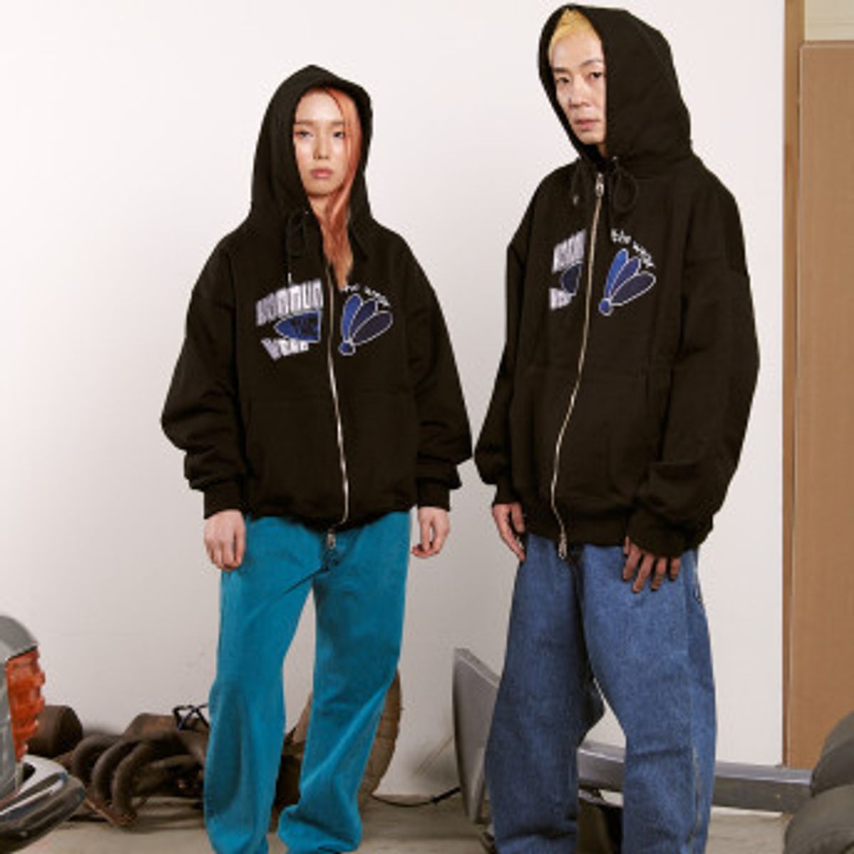 커뮨더웨어(KOMMUNTHEWEAR) 커뮨 레이서 집업 후드 쟈켓 블랙