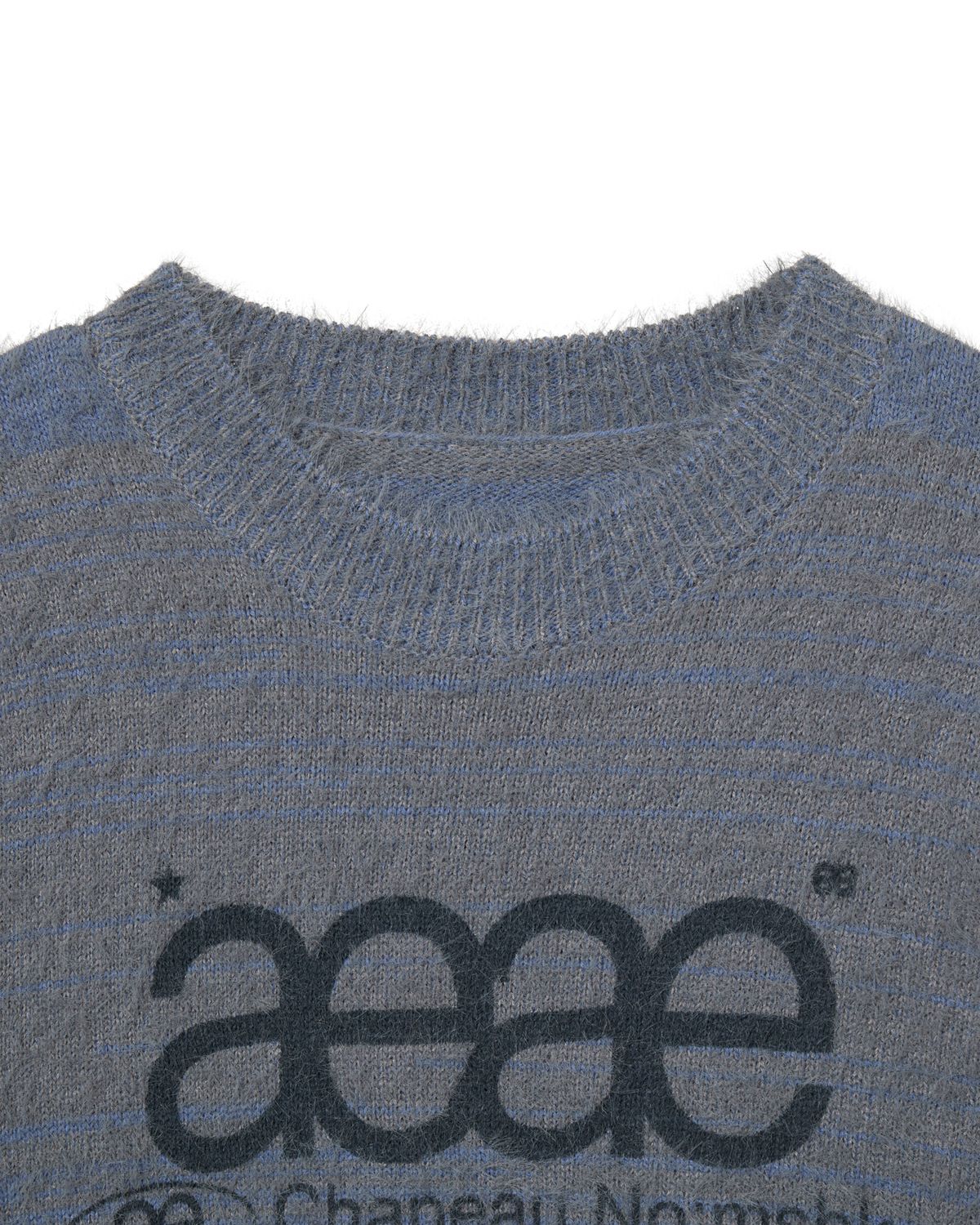 에이이에이이(AEAE) WEB LOGO HAIRY KNIT [SMOKY BLUE]