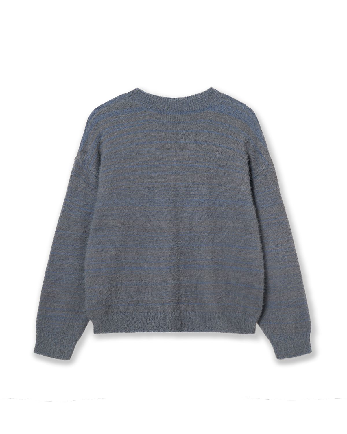 에이이에이이(AEAE) WEB LOGO CROP HAIRY KNIT [SMOKY BLUE]