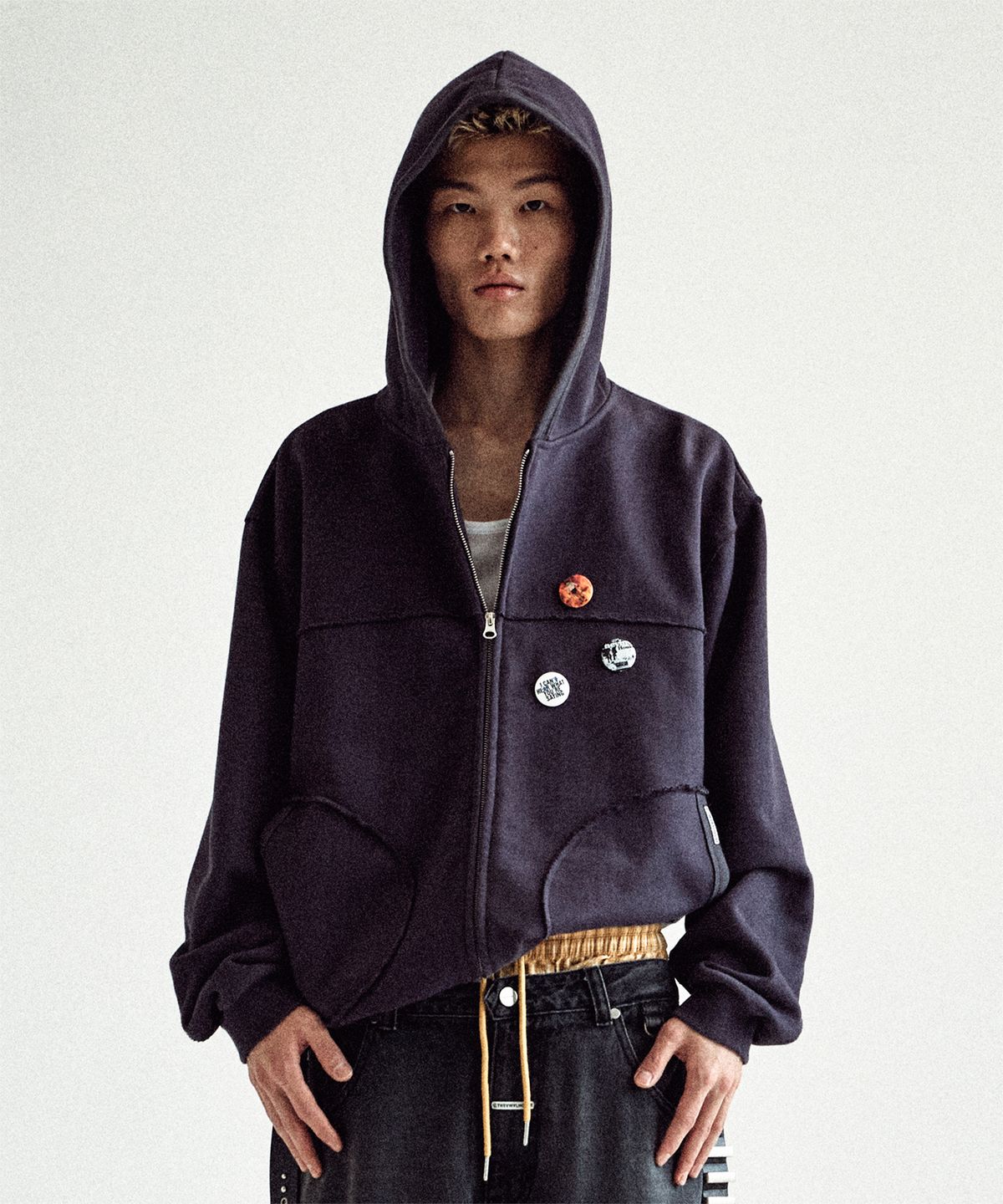 더바이닐하우스(THEVINYLHOUSE) CUT-OFF HOODIE ZIP-UP PURPLE