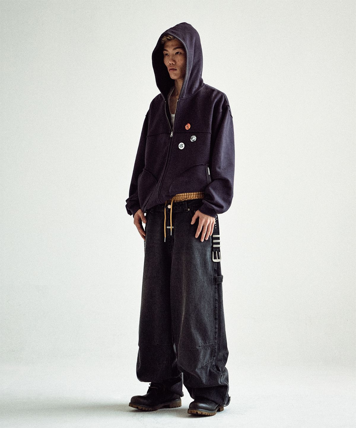더바이닐하우스(THEVINYLHOUSE) CUT-OFF HOODIE ZIP-UP PURPLE