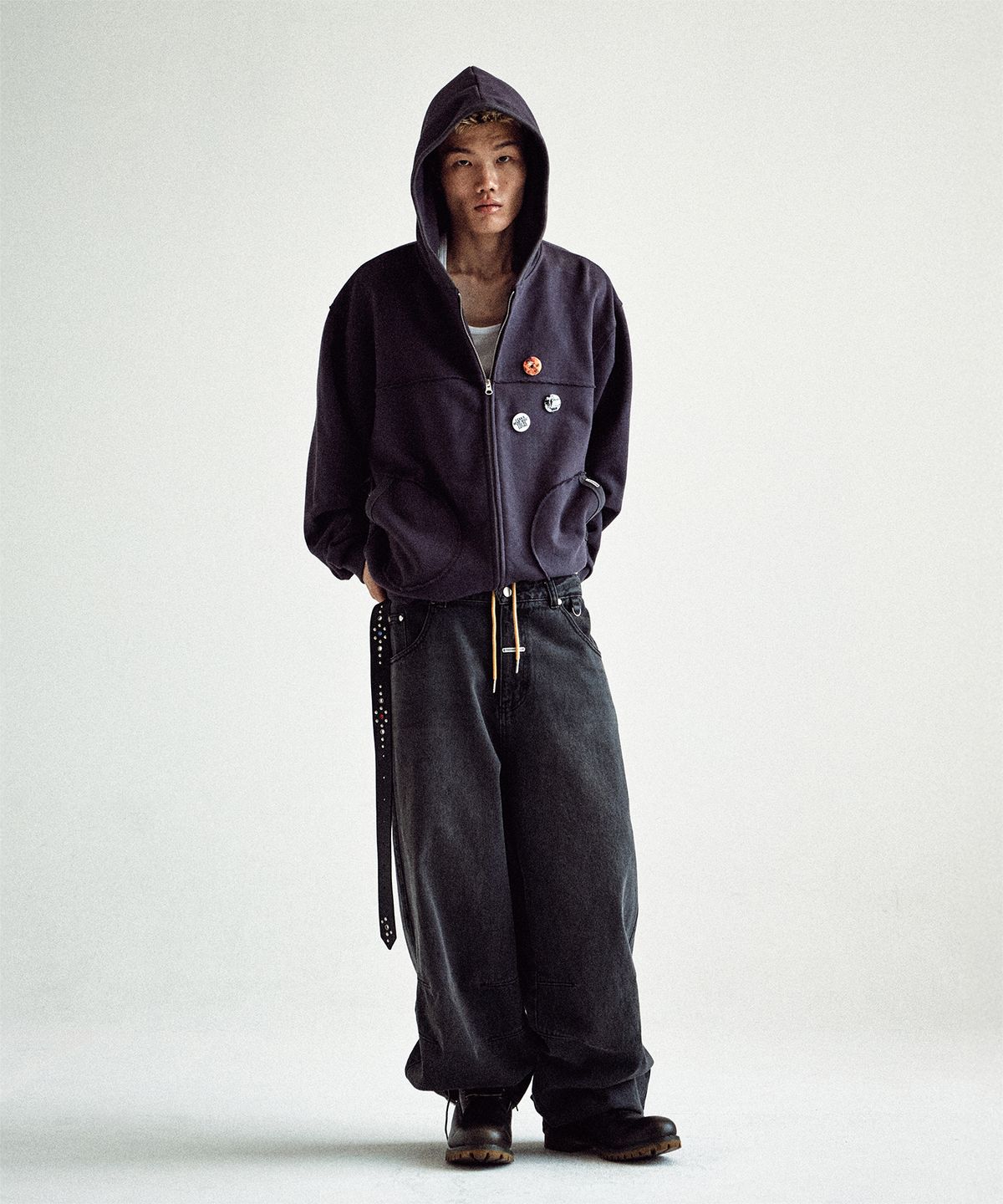 더바이닐하우스(THEVINYLHOUSE) CUT-OFF HOODIE ZIP-UP PURPLE