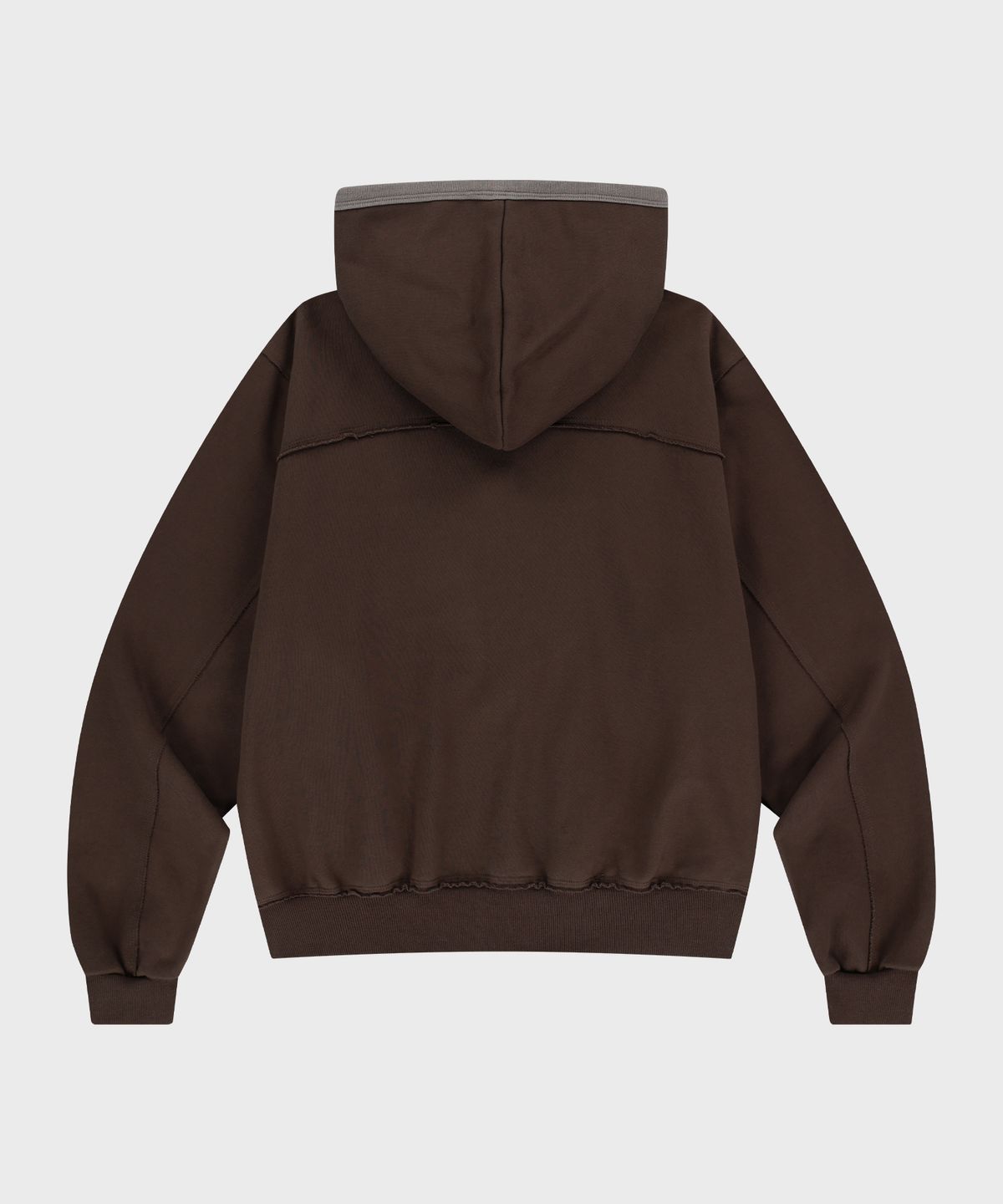 더바이닐하우스(THEVINYLHOUSE) CUT-OFF HOODIE ZIP-UP BROWN