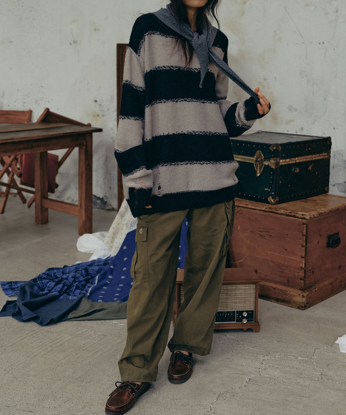 프리터(FRITUR) Kyoto Cargo Pants Khaki_F251PT01