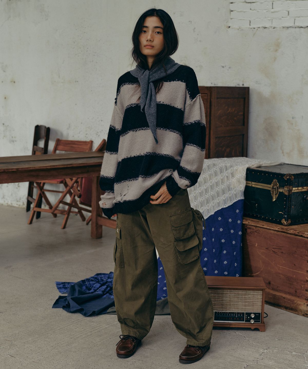 프리터(FRITUR) Kyoto Cargo Pants Khaki_F251PT01
