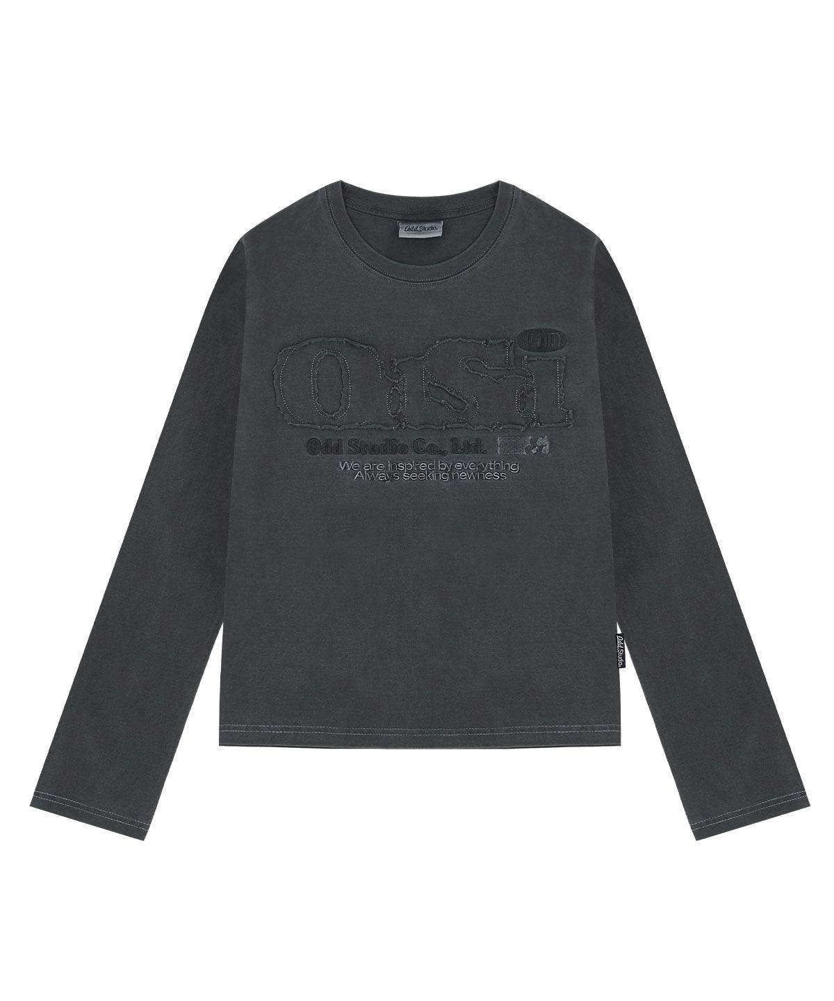 오드스튜디오(ODDSTUDIO) ODSD 피그먼트 데미지 롱 슬리브 - CHARCOAL