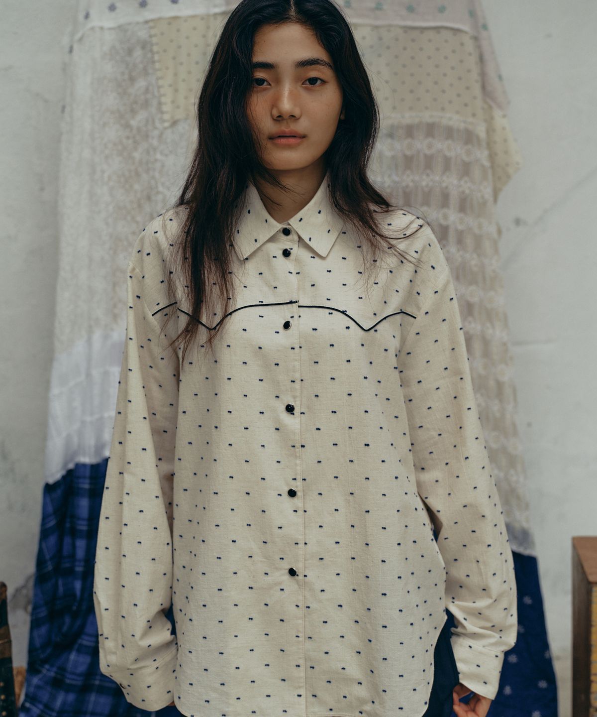 프리터(FRITUR) Dot Western Shirt White_F243ST02
