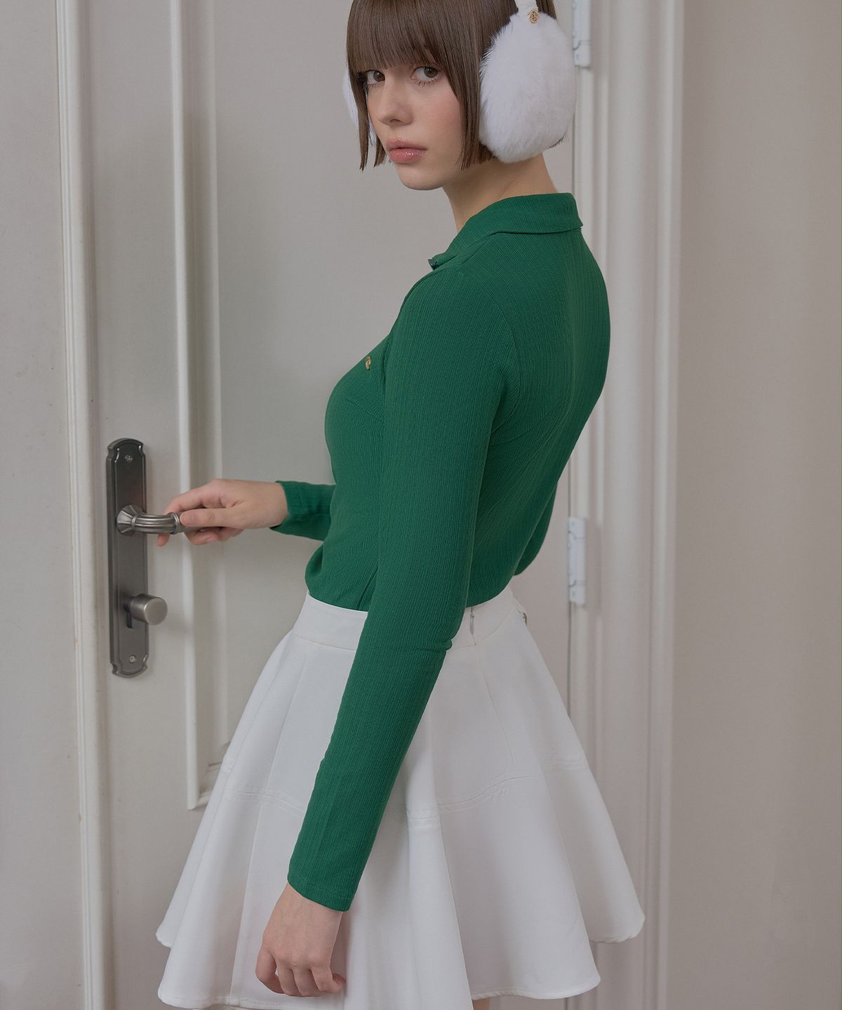 플레이부(PLAYBOO) SKATER SKIRT W/INNER PANTS_White