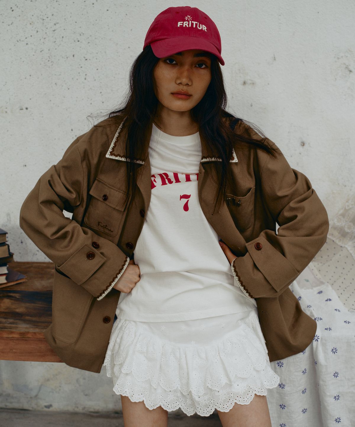 프리터(FRITUR) Embroidery Work Jacket Olive_F243JK02