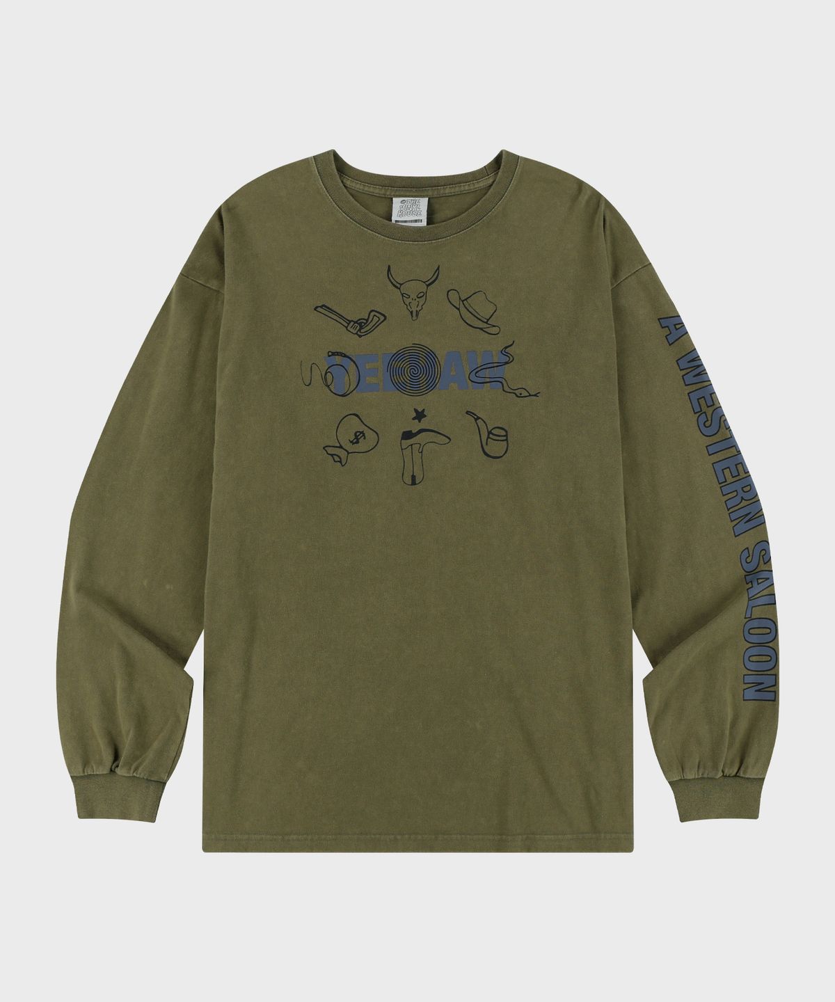 더바이닐하우스(THEVINYLHOUSE) WESTERN SALOON LS TEE OLIVE
