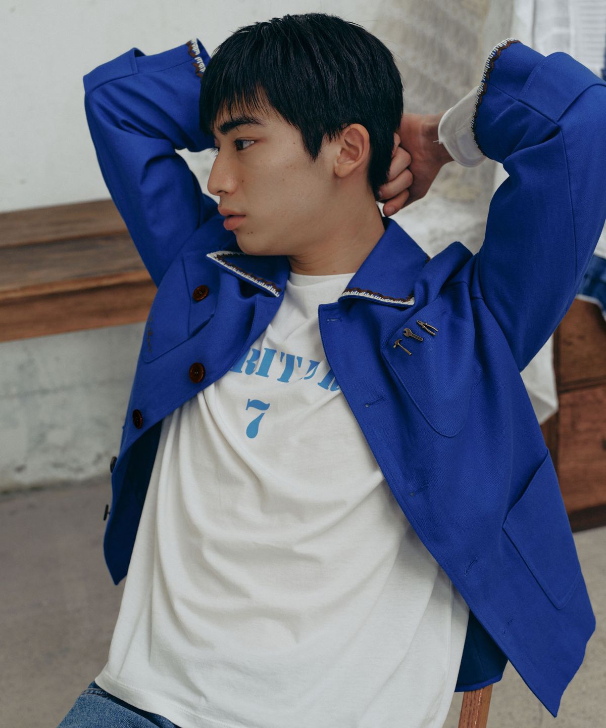 프리터(FRITUR) Embroidery Work Jacket Blue_F243JK02