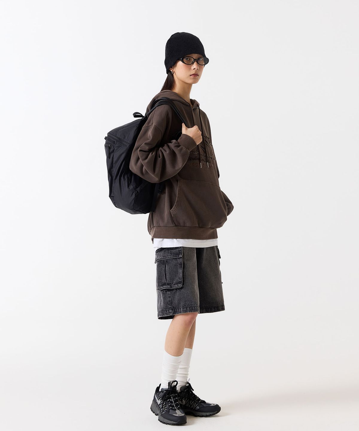 오드스튜디오(ODDSTUDIO) ODSD 피그먼트 데미지 오버핏 후드 - BROWN