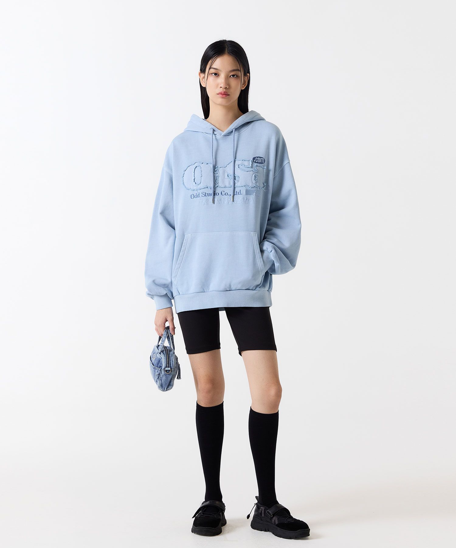 MUSINSA | ODDSTUDIO ODSD Pigment Damage Overfit Hoodie - ASH SKY