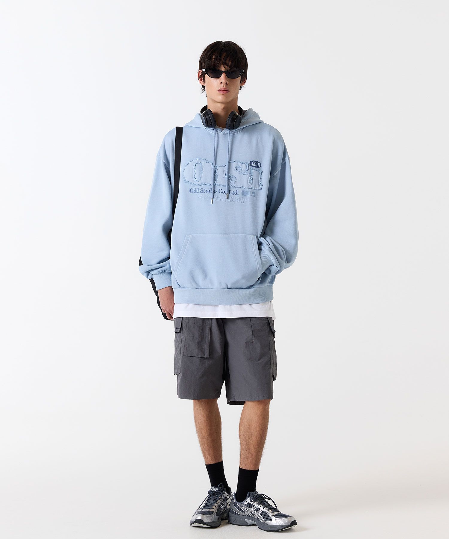 MUSINSA | ODDSTUDIO ODSD Pigment Damage Overfit Hoodie - ASH SKY