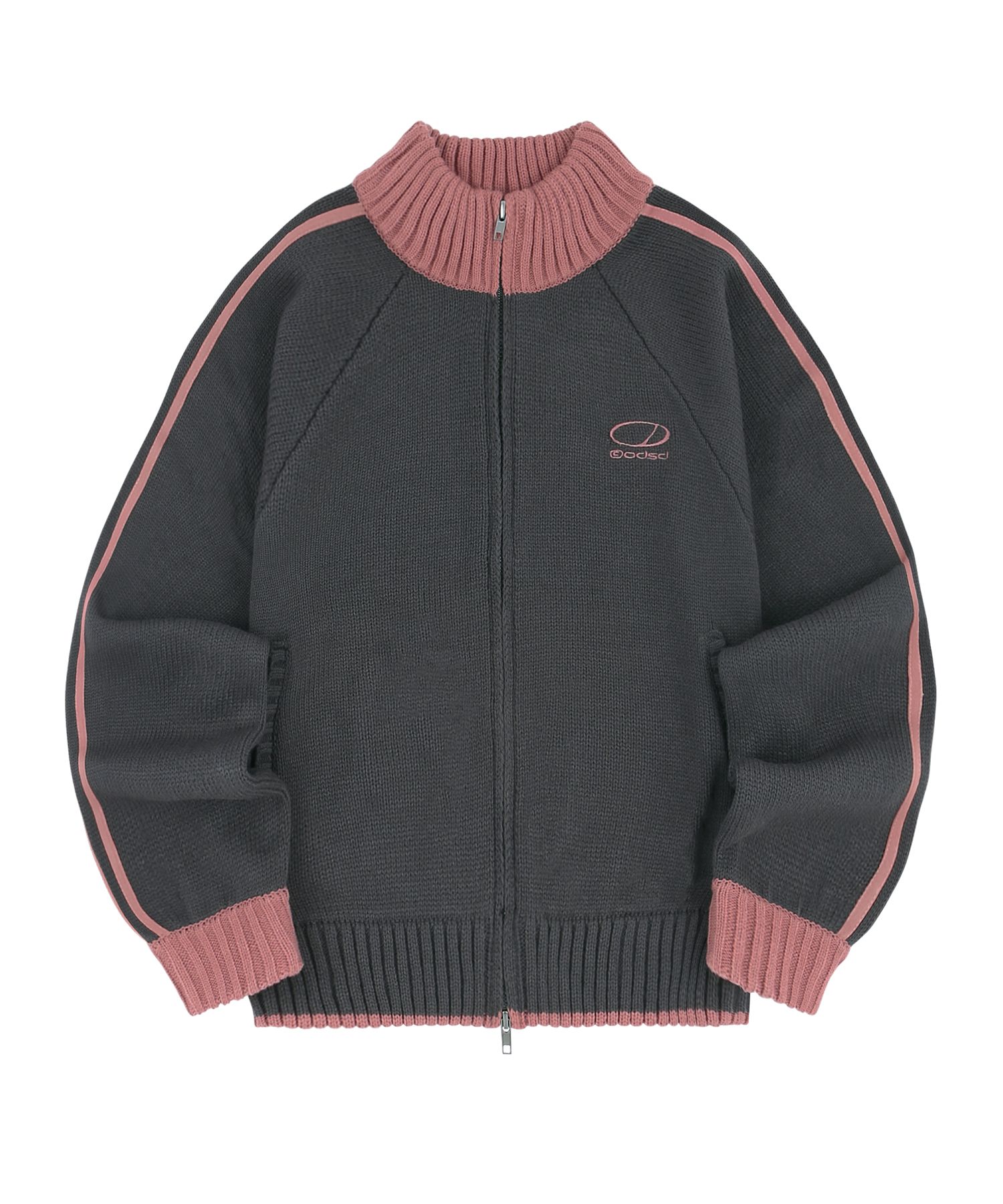 MUSINSA | ODDSTUDIO Sporty Track Semi Crop Knit Zip-Up