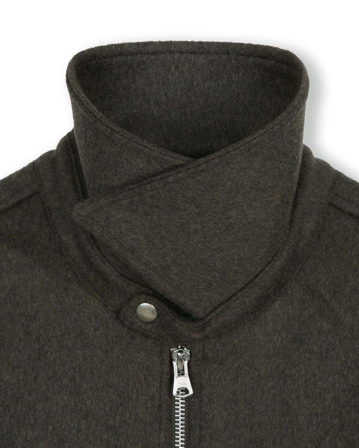 비슬로우(BESLOW) CASHMERE MILITARY ZIP-UP JACKET MELANGE DARK OLIVE