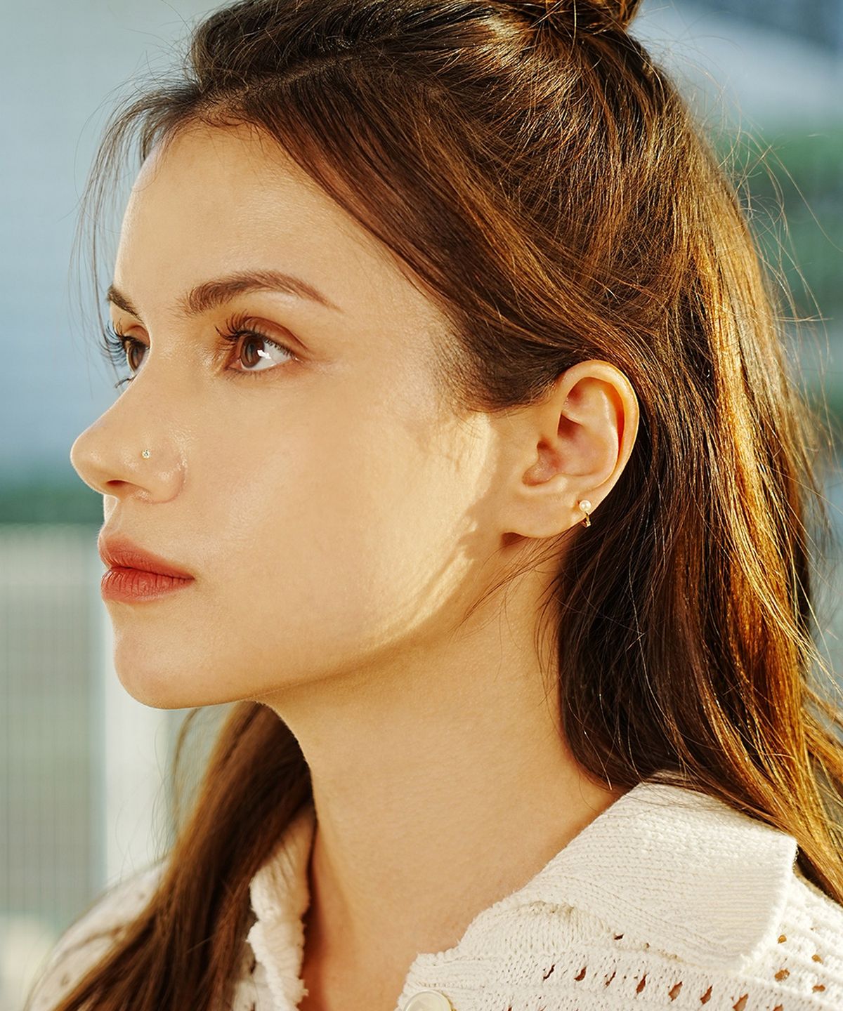 미니멀피어싱(MINIMALPIERCING) 14K 인터널 모이사나이트 다이아 라블렛 코피어싱 0.8mm
