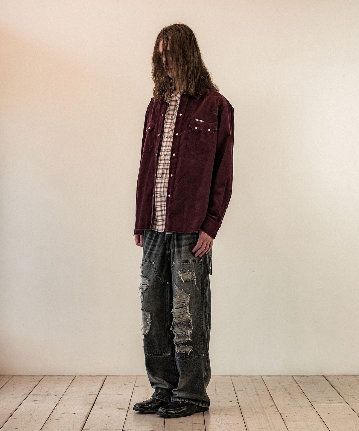 더바이닐하우스(THEVINYLHOUSE) CORDUROY WESTERN SHIRTS BURGUNDY
