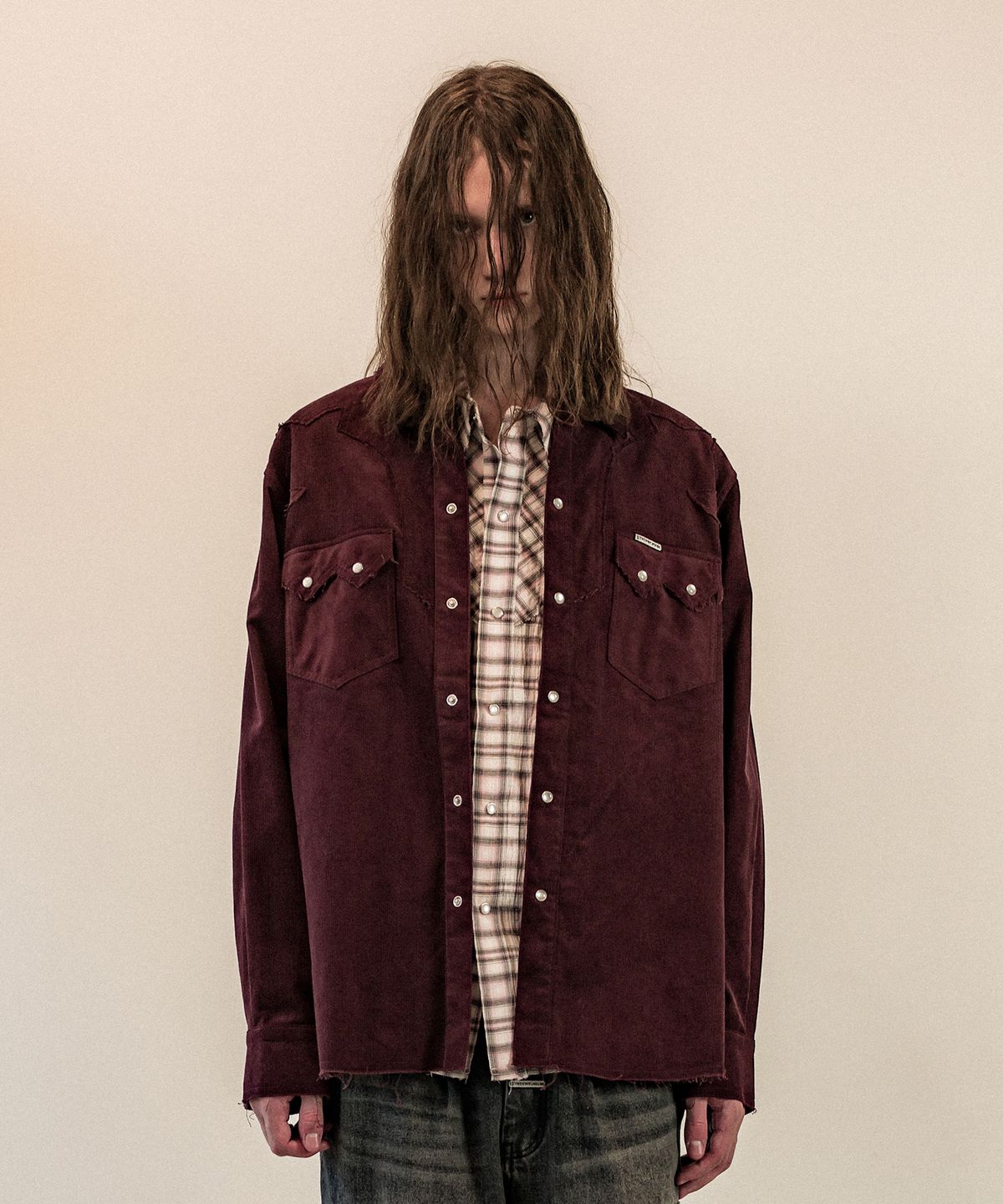 더바이닐하우스(THEVINYLHOUSE) CORDUROY WESTERN SHIRTS BURGUNDY