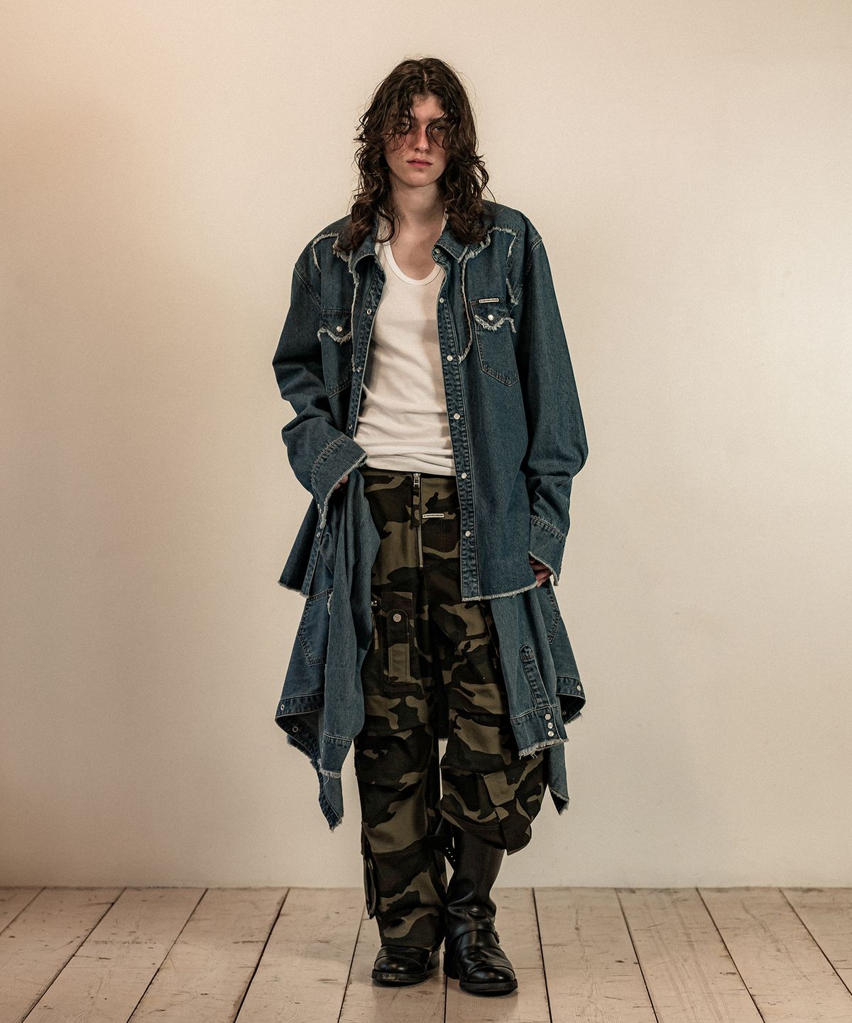더바이닐하우스(THEVINYLHOUSE) WESTERN DENIM SHIRTS BLUE