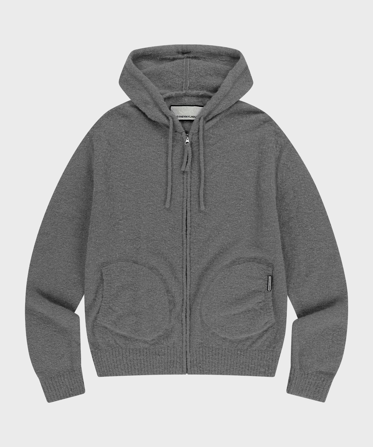 더바이닐하우스(THEVINYLHOUSE) ROUND POCKET KNIT ZIP-UP GREY