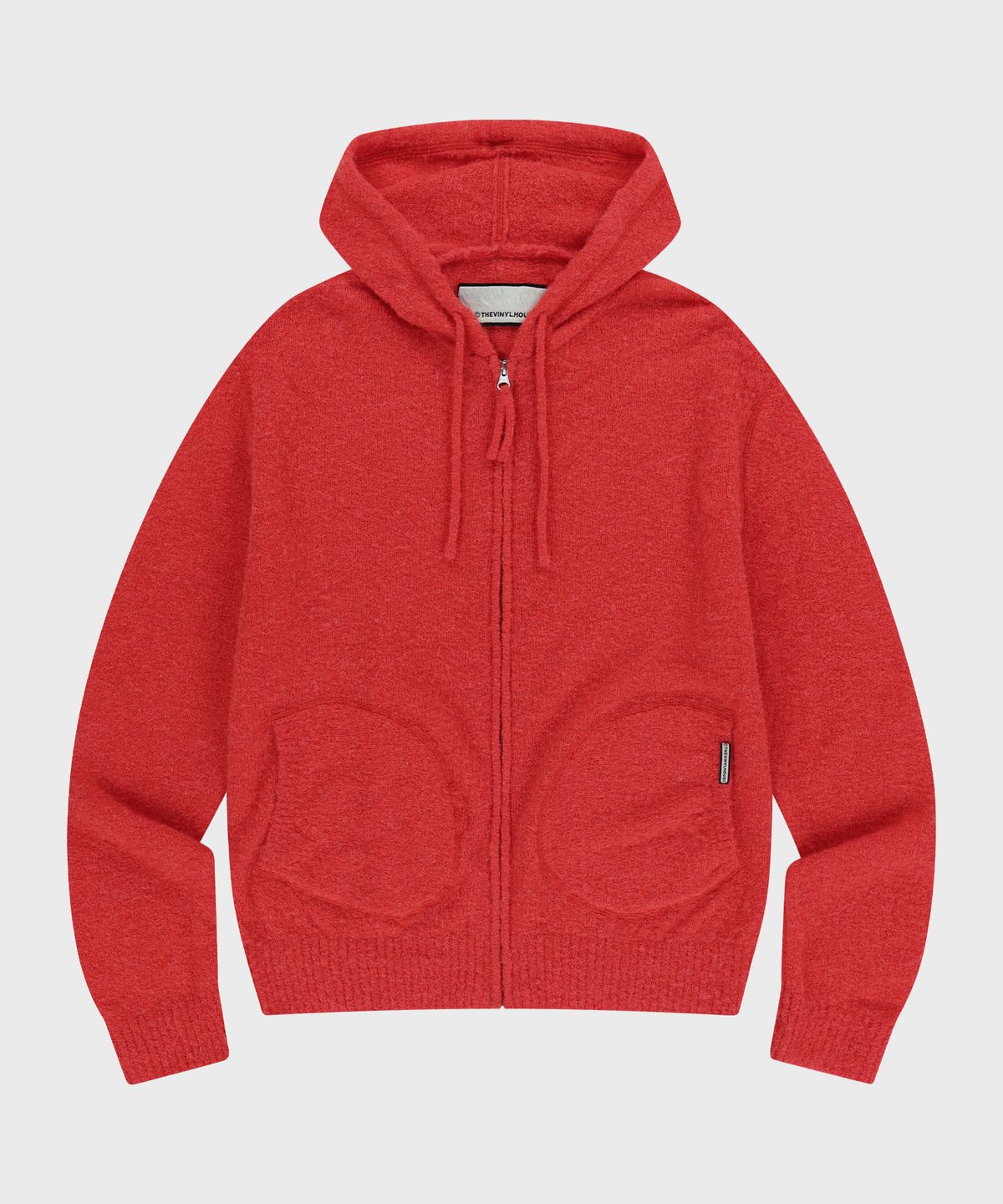 더바이닐하우스(THEVINYLHOUSE) ROUND POCKET KNIT ZIP-UP RED