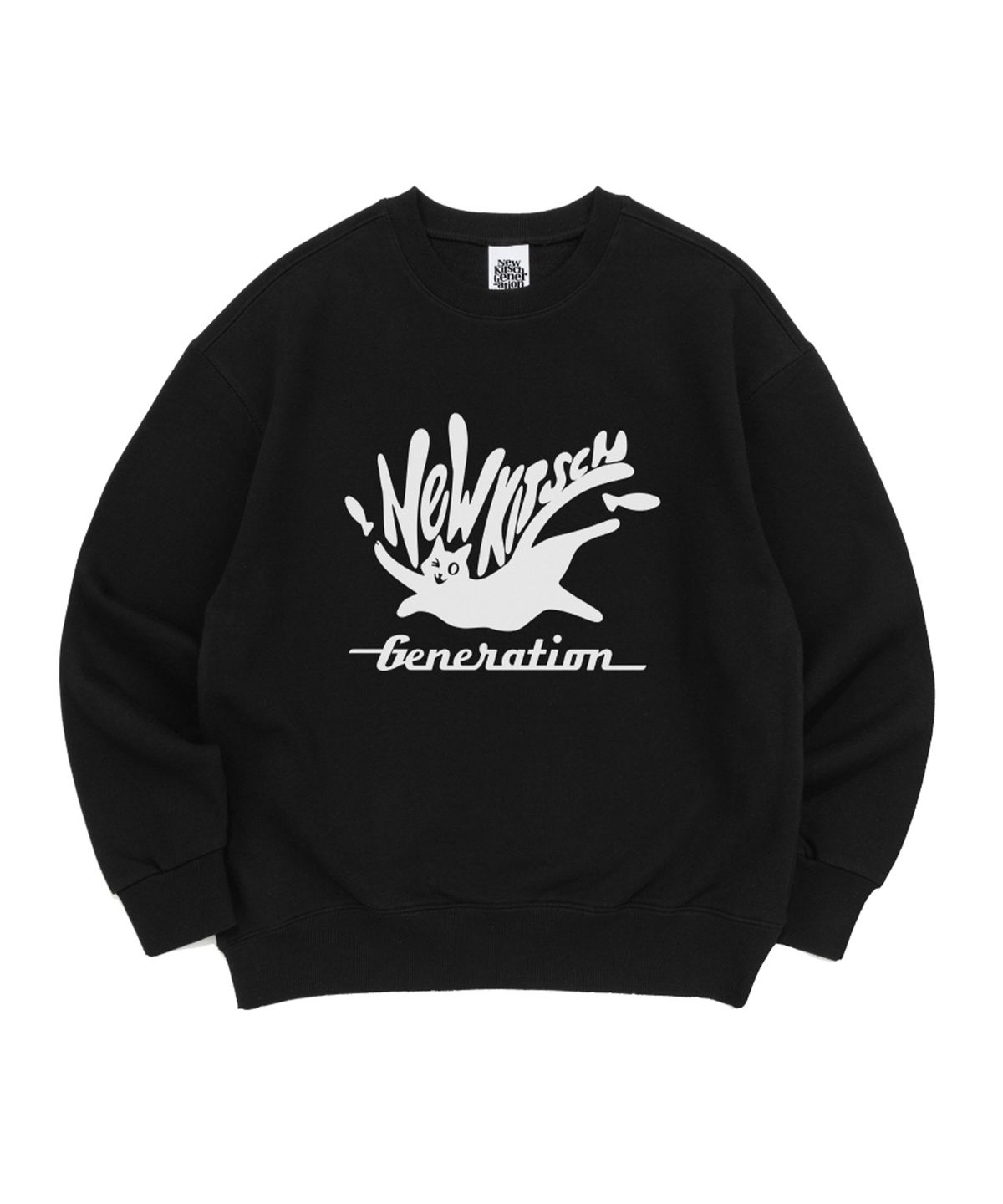 뉴키치(NEWKITSCH) FISH CAT SWEATSHIRTS (BLACK)