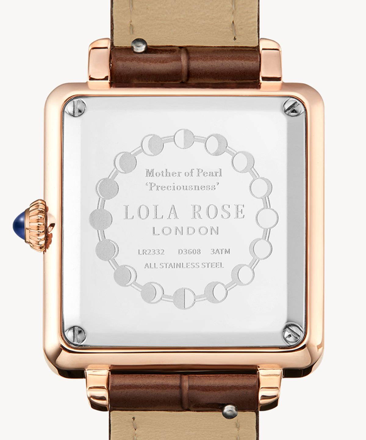 롤라로즈(LOLA ROSE) New Cube 마더오브펄 문페이즈 블루핸즈 패션시계