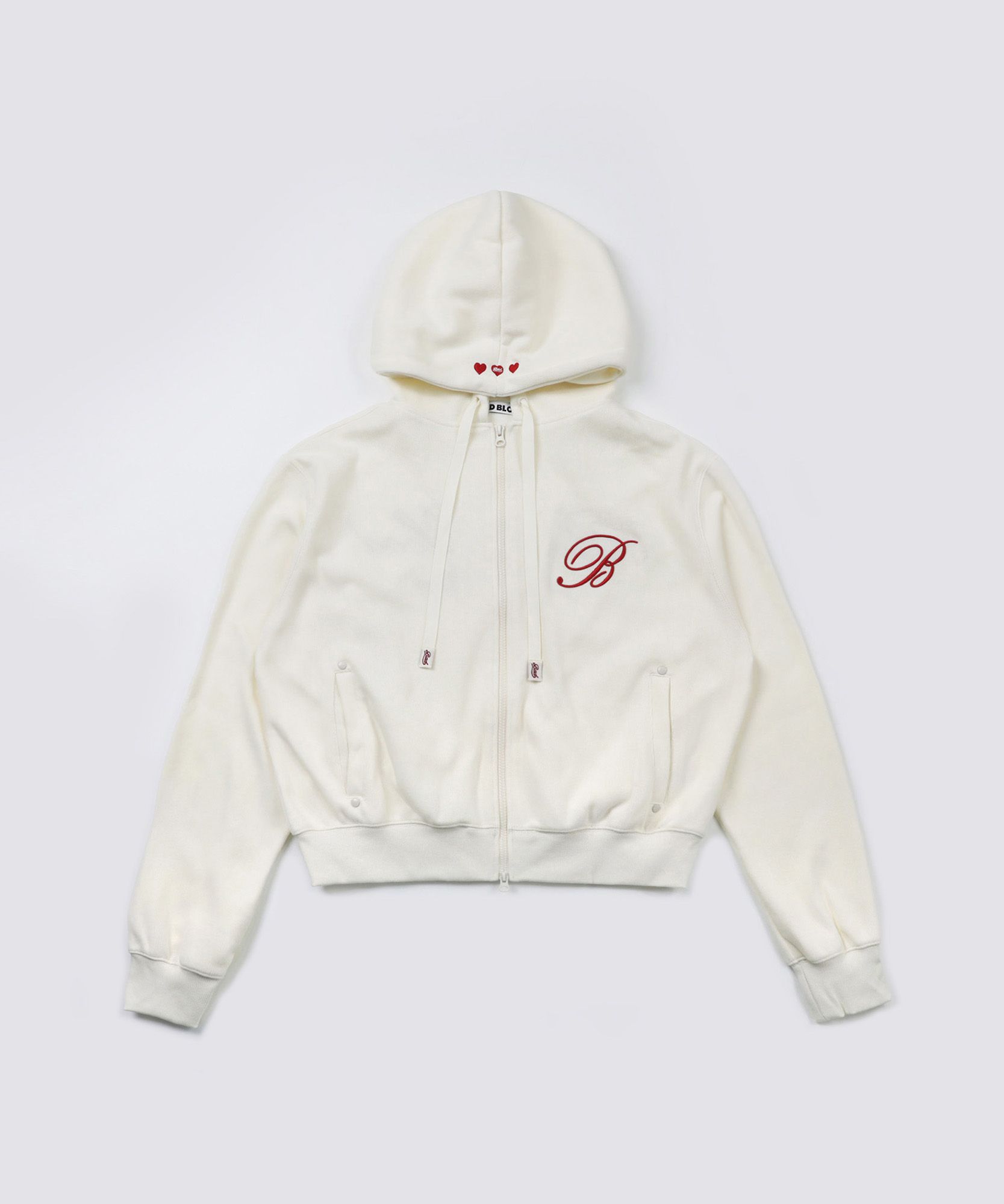 MUSINSA | BADBLOOD Classic Logo Hooded zip up - Cream White