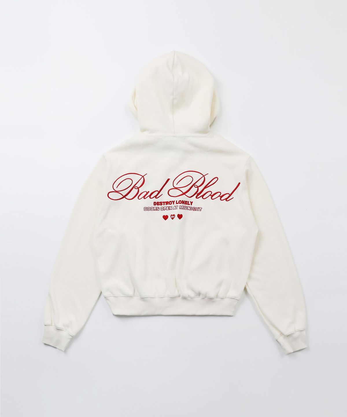 배드블러드(BADBLOOD) 클래식 로고 후드 - 크림화이트