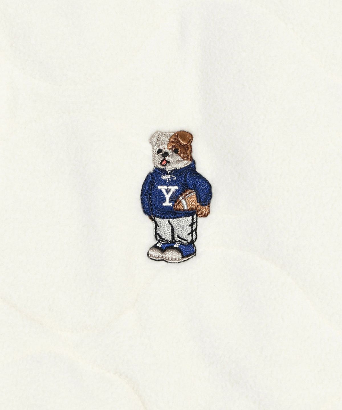 예일(YALE) 엠브로이더리 댄 카라리스 퀼팅 플리스 자켓_아이보리