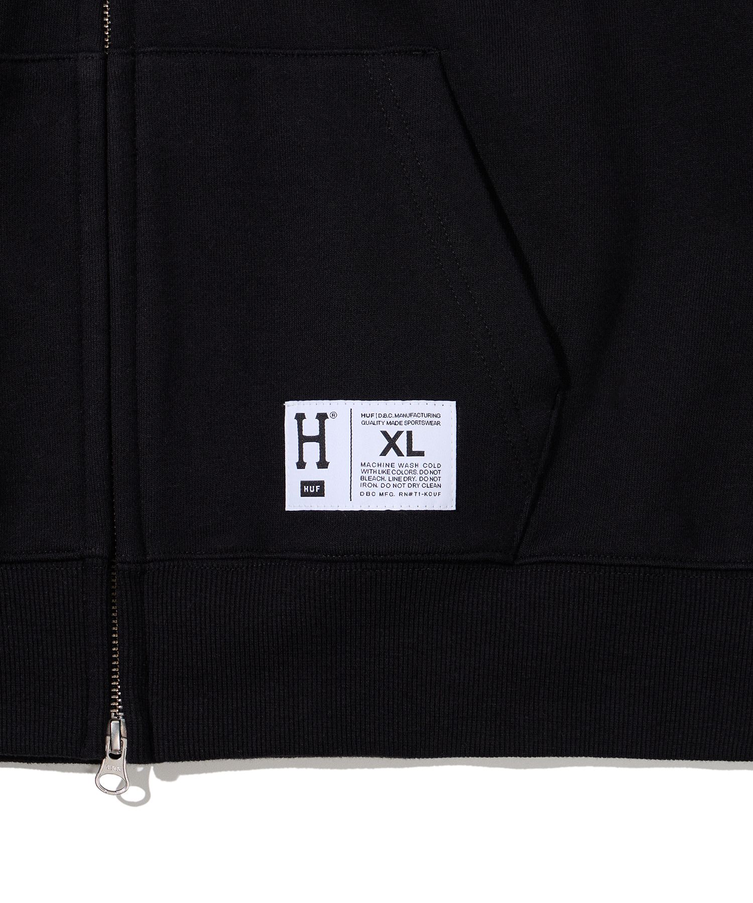 MUSINSA | HUF APPLIQUE ARCH LOGO HOODIE ZIP UP [BLACK]