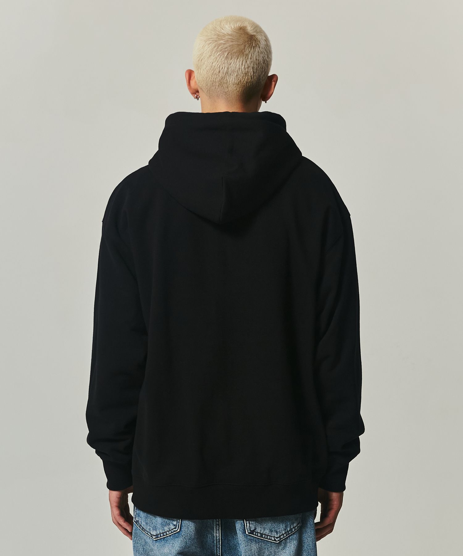 MUSINSA | HUF APPLIQUE ARCH LOGO HOODIE ZIP UP [BLACK]