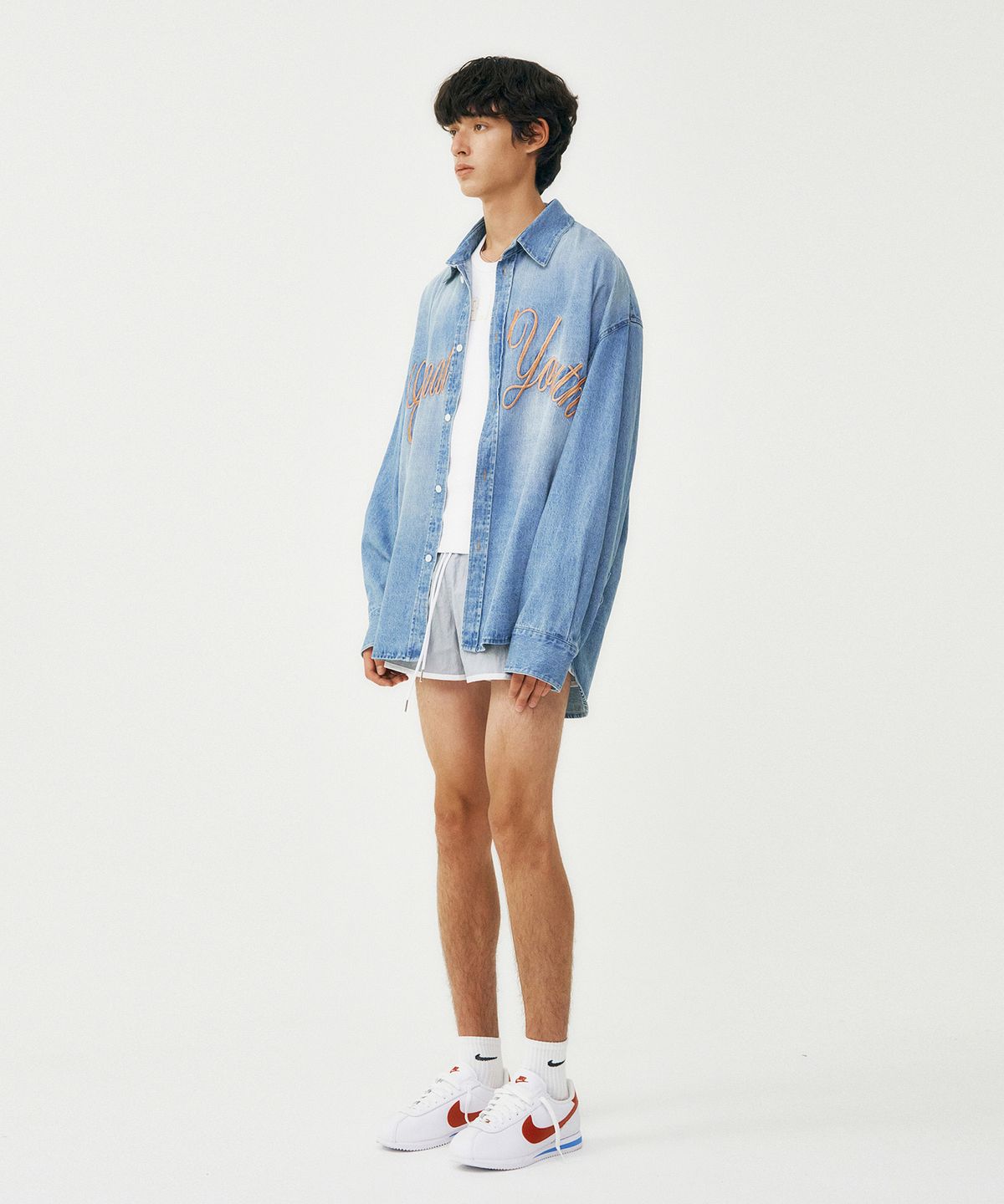 프롬아를(FROM ARLES) 메가사이즈 워시드 데님 셔츠 / DENIM