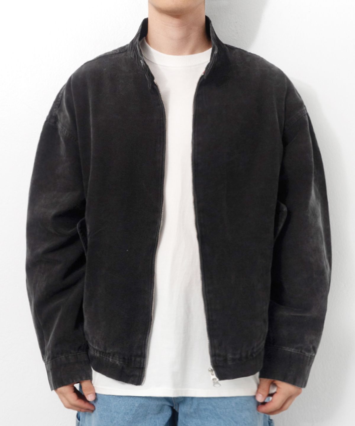 큐티에잇 가먼츠(QT8 GARMENTS) LB Washed Oxford Harrington Jacket (Black)