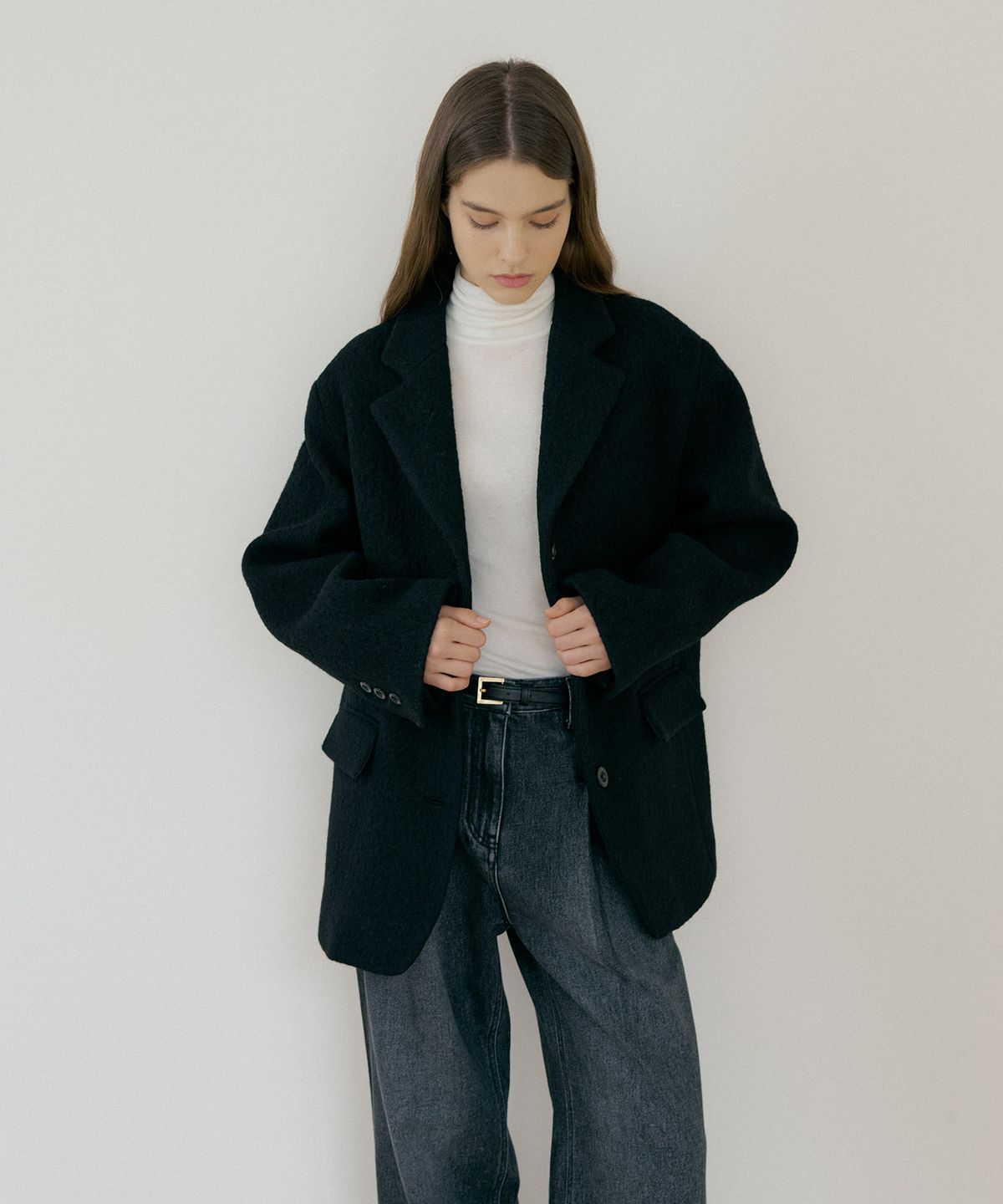 더페니(THE PENNY) WOOL ALPACA JACKET - Black