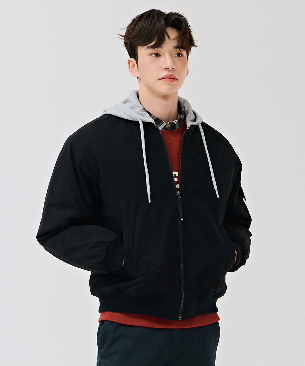 MUSINSA | CHASECULT Public padded flight jacket-black