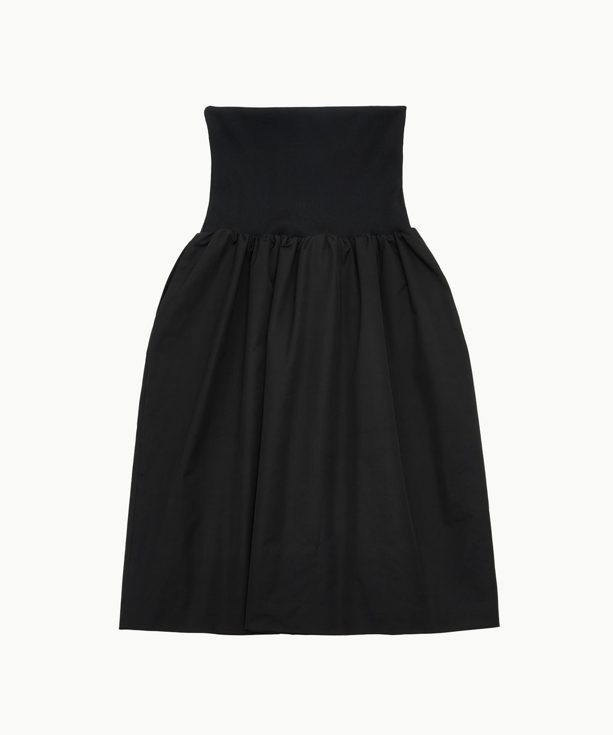 아모멘토(AMOMENTO) NYLON SHIRRING FLARE SKIRT_BLACK