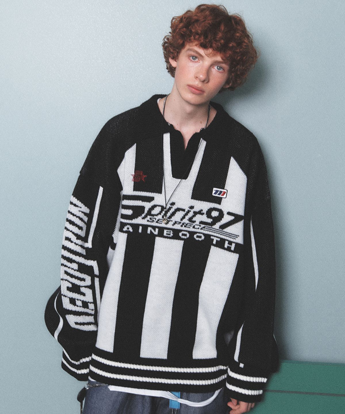 메인부스(MAINBOOTH) Spirit 97 Football Sweater(BLACK)