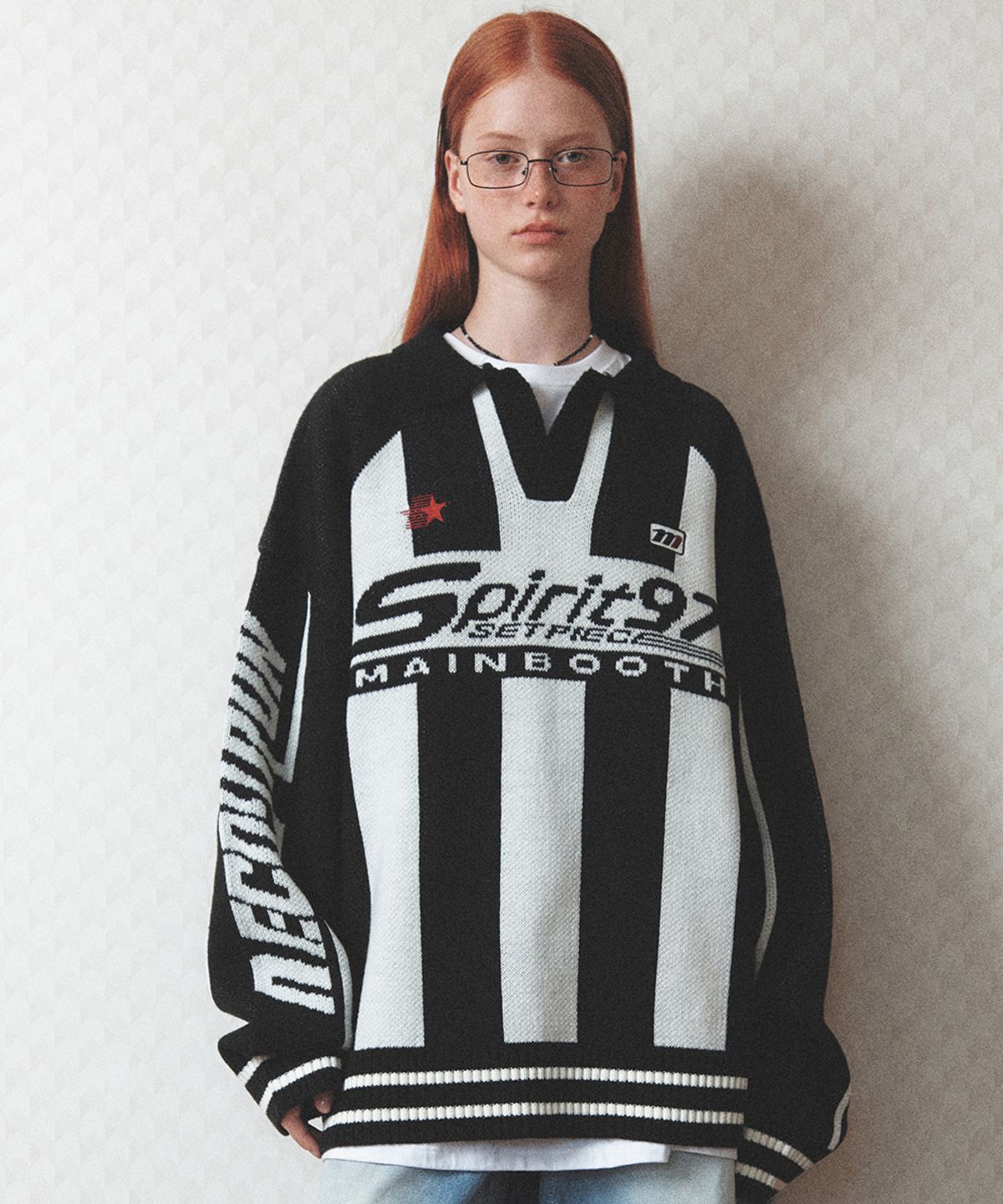 메인부스(MAINBOOTH) Spirit 97 Football Sweater(BLACK)