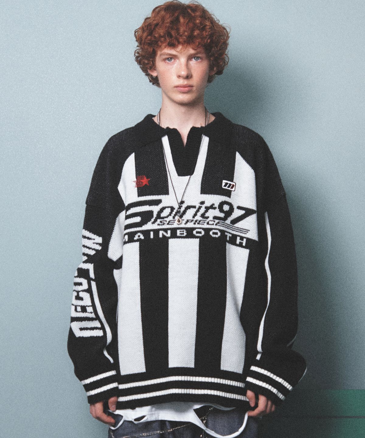 메인부스(MAINBOOTH) Spirit 97 Football Sweater(BLACK)